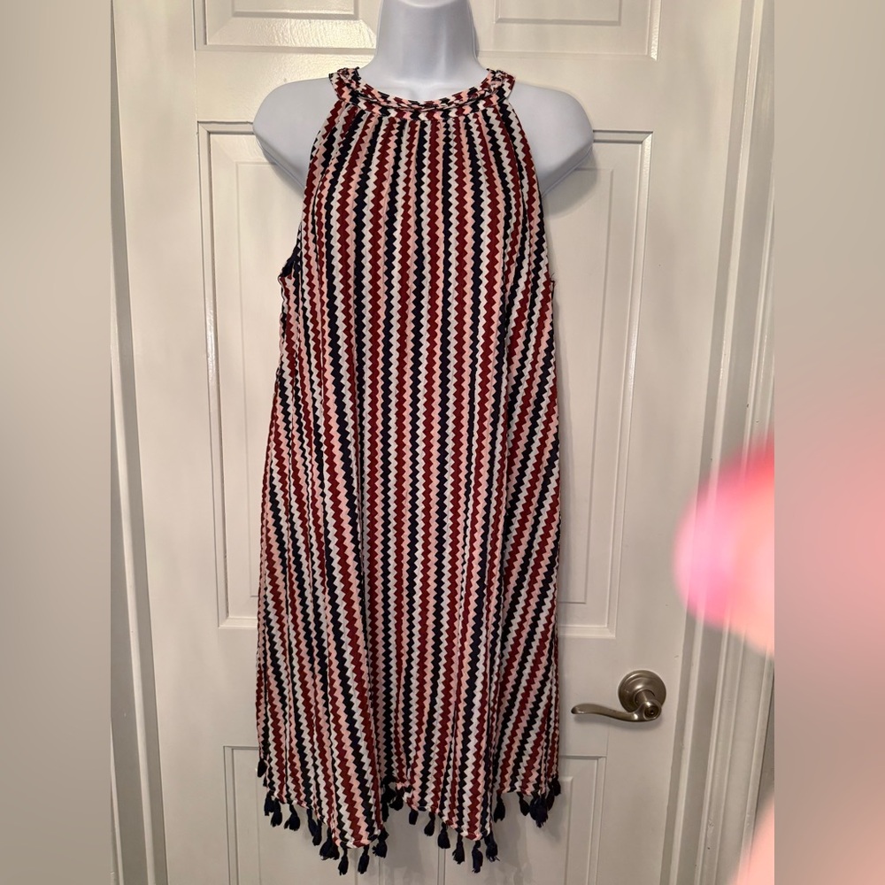 THML Boho Tassel Hem Dress – Size M – Halter Neck – Boutique